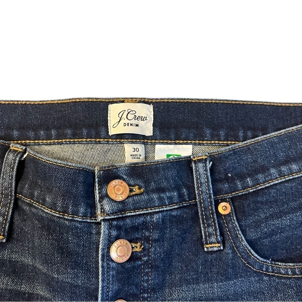 J. Crew 9” Toothpick Skinny Dark Denim Jeans Raw Hem Sz 30 - Picture 6 of 9